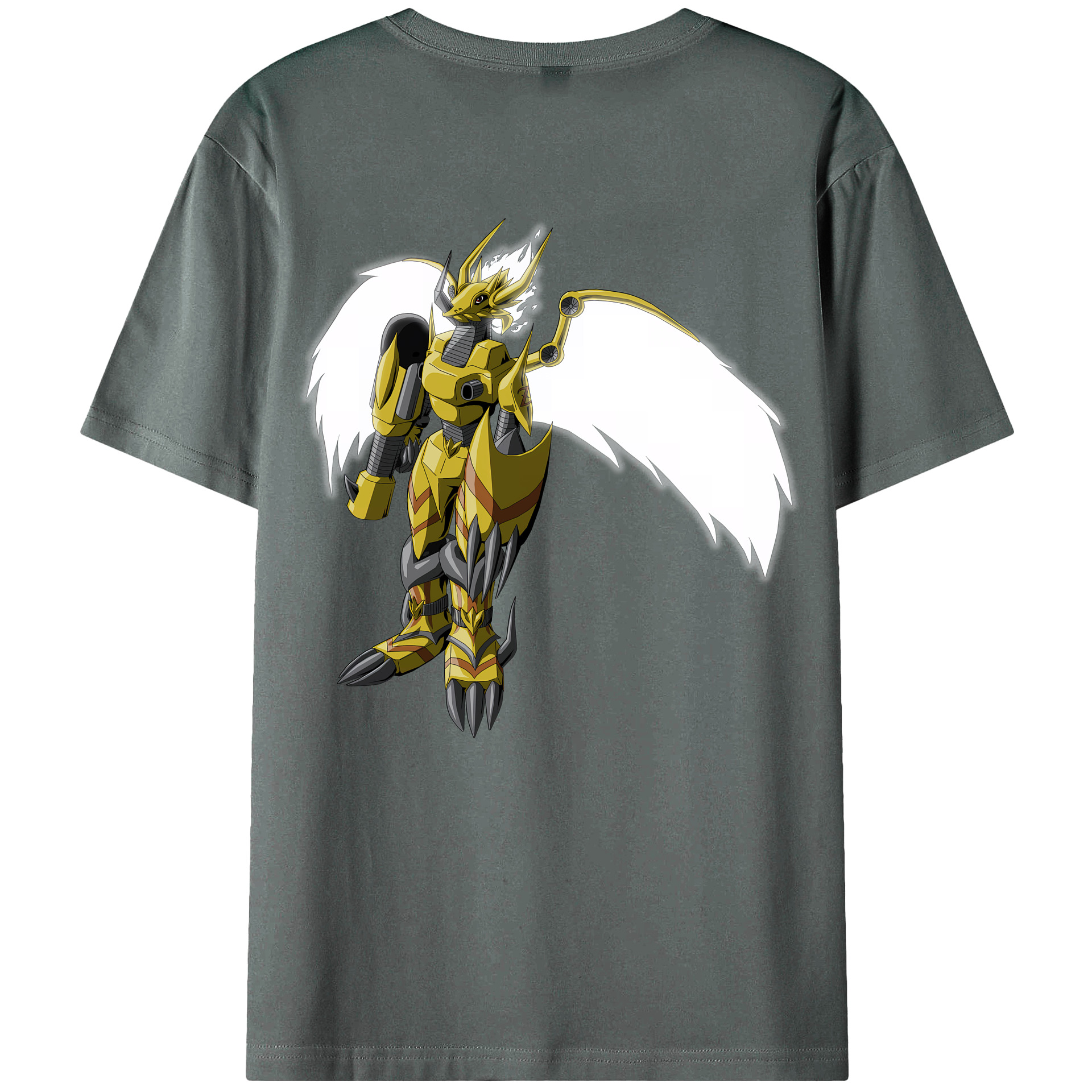 （画像用） Digimon デジタルモンスター/デジモン 綿100％ メンズ半袖Tシャツ（バックプリント） 通気性